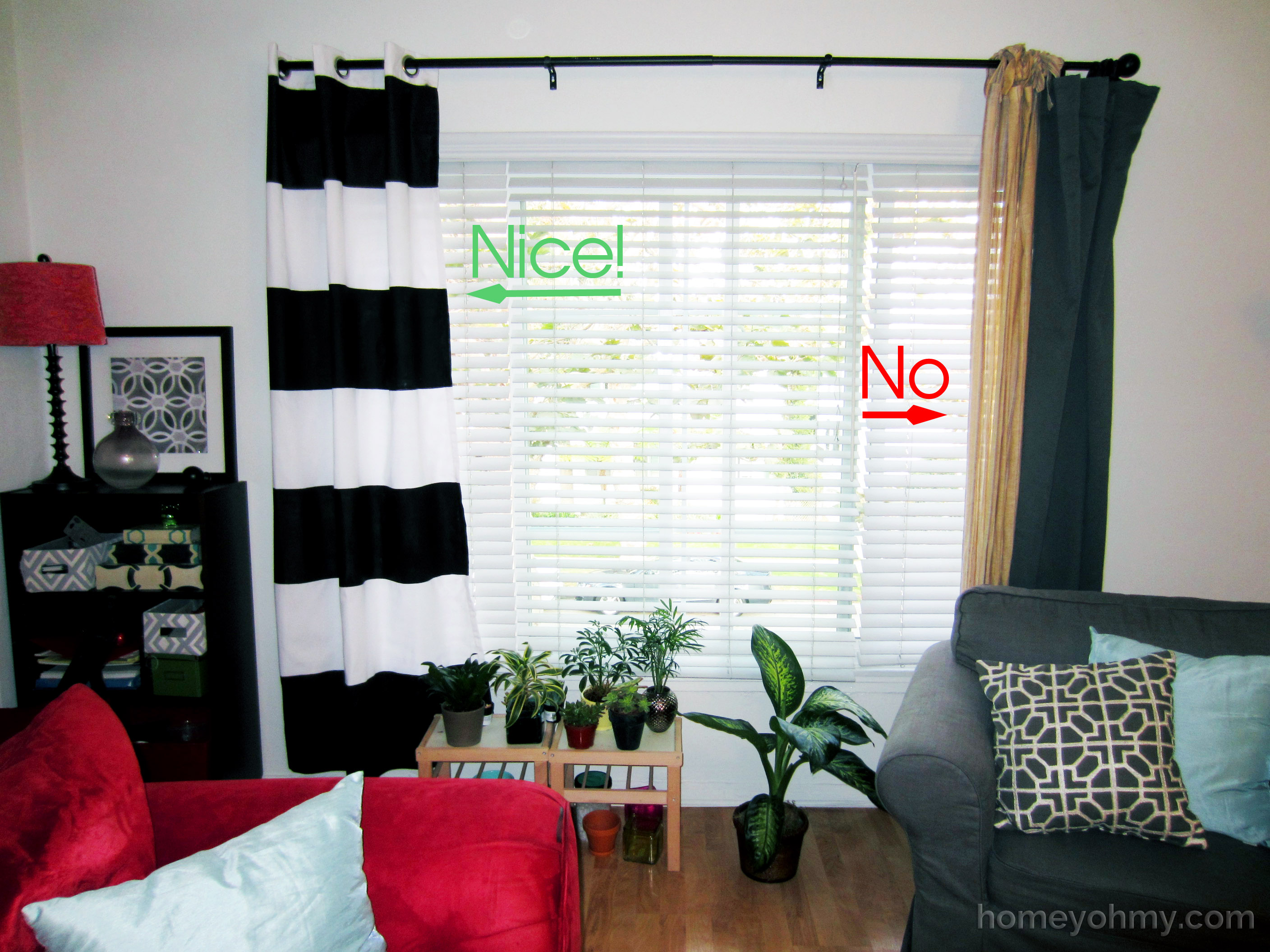 before after living room curtains