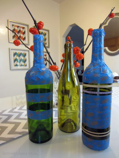 DIY Spray Painted Wine Bottles for Fall Decorating - Homey Oh My