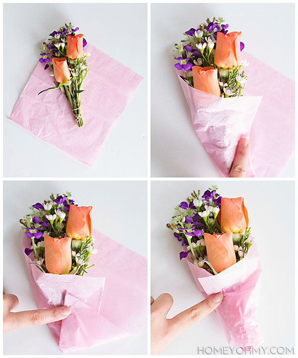 3 Easy Ways to Wrap Flowers - Homey Oh My