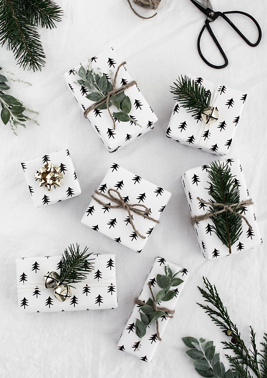 grey and white christmas wrapping paper