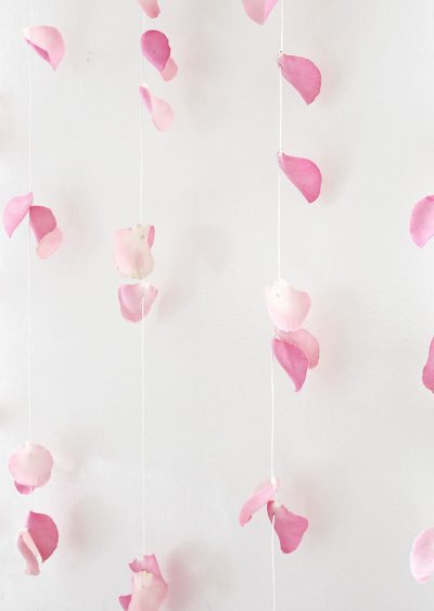 DIY Rose Petal Garland Backdrop - Homey Oh My