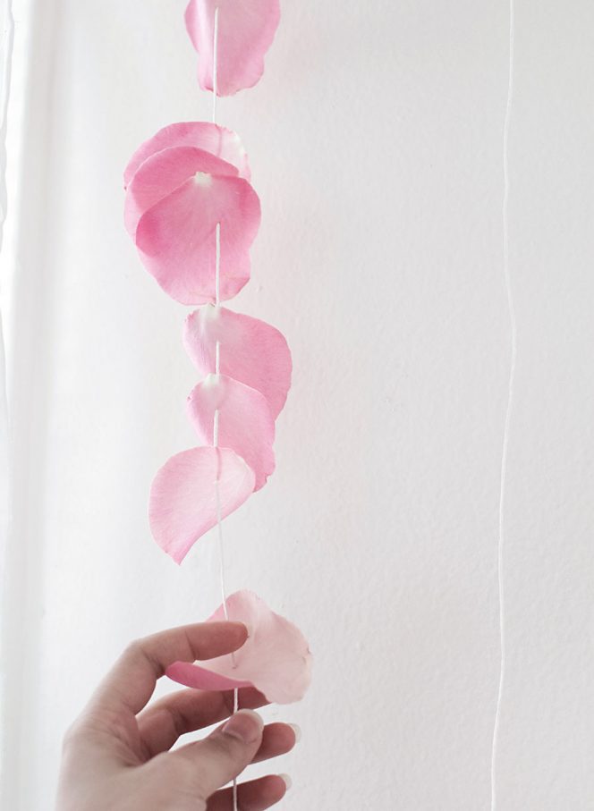 DIY Rose Petal Garland Backdrop - Homey Oh My