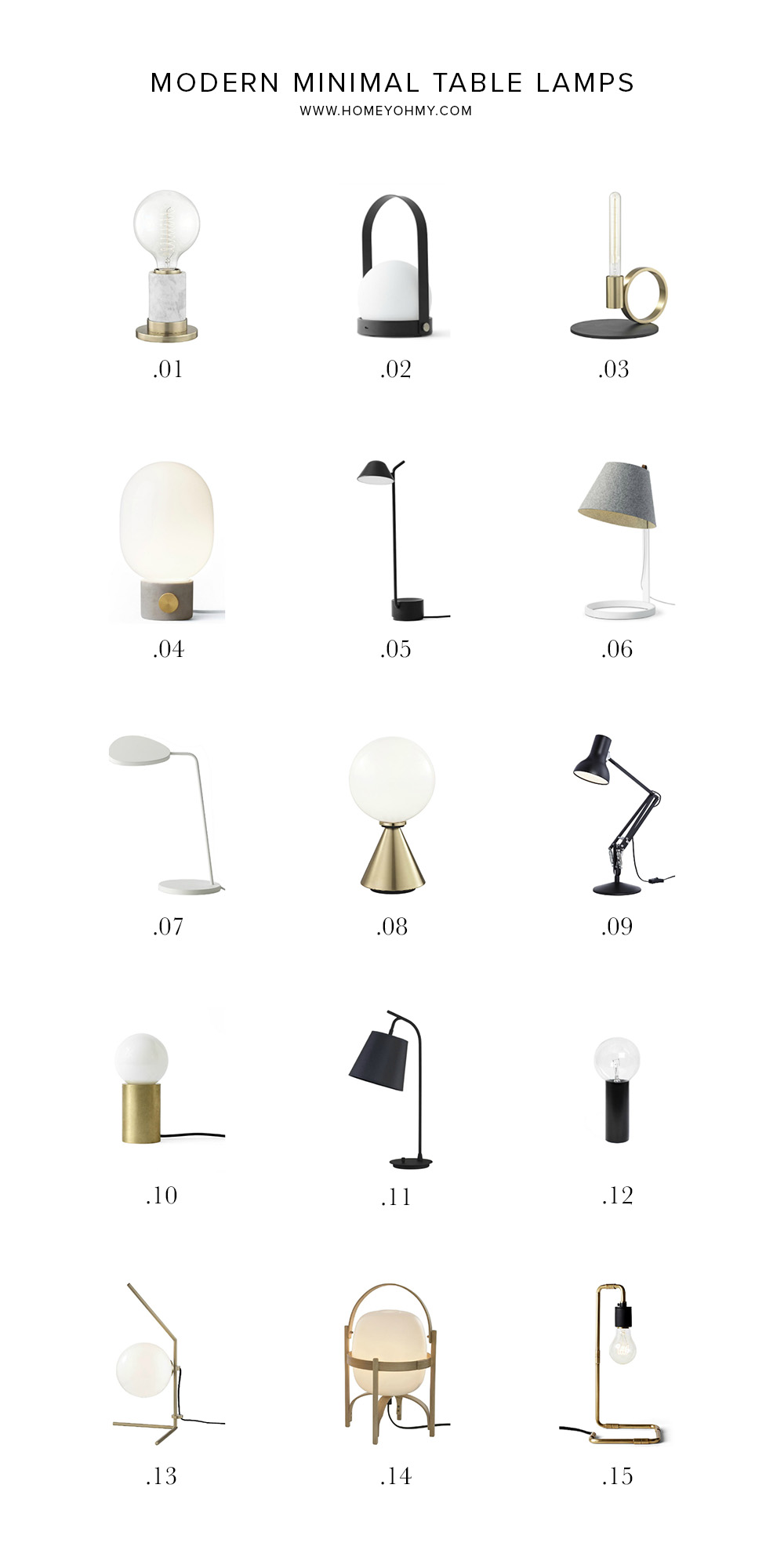 15 Modern Minimal Table Lamps - Homey Oh My